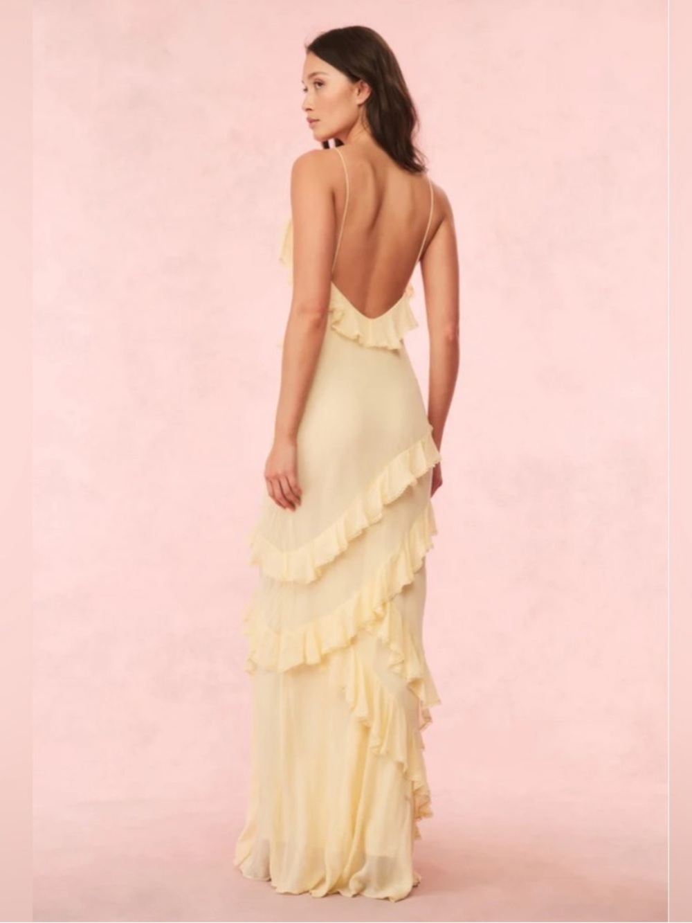 LoveShackFancy Rialto Ruffle Silk Blend Chiffon Maxi Gown Size 10 NEW $795 MSRP - Picture 4 of 7